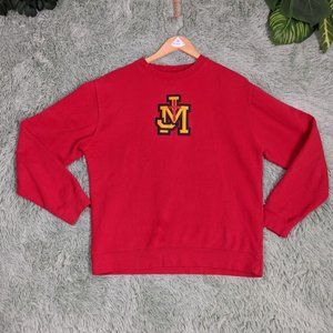 Vintage Red Men Sweatshirt Crew neck Soft Regular Solid Medium